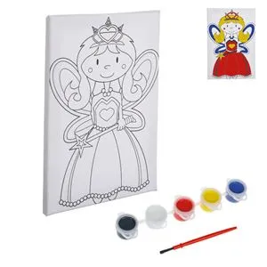 Set Pictura Canvas cu Zana, 5 Culori Acrilice si Pensula, 15x20cm