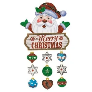 Decorațiune suspendabilă de Crăciun cu Santa și ornamente glitter