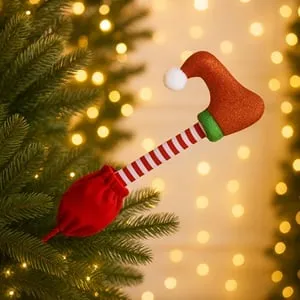 Ornament Brad de Craciun Stick cu Picior de Spiridus Rosu