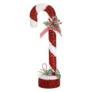 Decoratiune de Craciun Baston Candy cu Ramuri Frunze Pomusoare