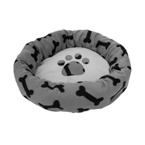 Pat Rotund Gri cu Model Oase pentru Câini Ø60cm