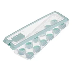 Cutie pentru gheață, 12 compartimente, Verde mentă, Capac transparent