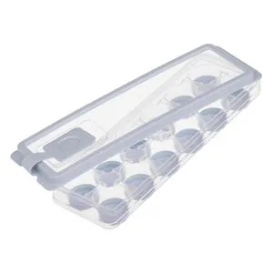Cutie pentru Gheata cu 12 Compartimente, Gri, Plastic, cu Capac Transparent