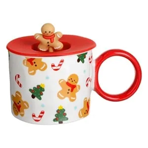 Set Decorațiuni Crăciun: Cana New Bone cu Toartă și Capac Silicon
