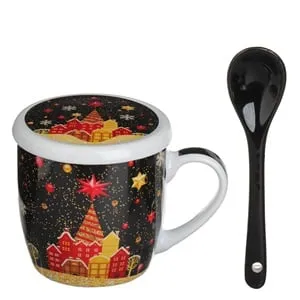 Set Cana de Crăciun din Portelan cu Peisaj Inzapezit