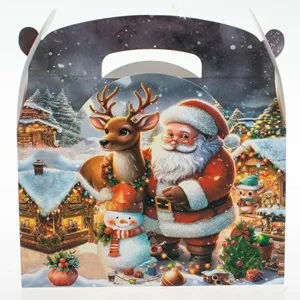 Cutie cadou de Crăciun pliabilă cu Moș Crăciun și ren, 2,95L – poza 3