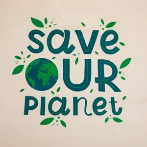 Sacosa textila din bumbac bej "Save Our Planet" 38x42cm, reutilizabila – poza 3