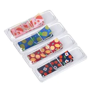 Etichete indexare autocolante cu modele fructe și flori, 144 buc, 4,5x1,8 cm, husă transparentă