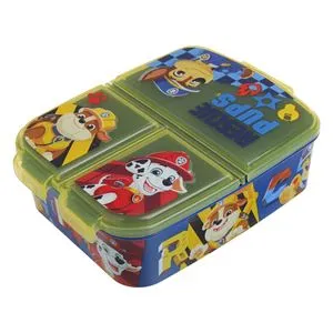 Caserolă din plastic cu 3 compartimente, 790 ml, albastră și galbenă, cu design Paw Patrol