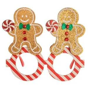 Ochelari Deghizare Craciun cu Figurine Om Turta Dulce Glitter