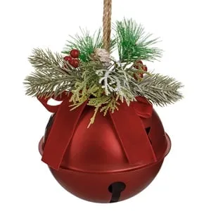 Clopot Decorativ de Craciun roșu mat cu ramura berries