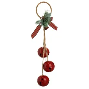 Clopote Decorative de Craciun Rosii din Metal cu Decupaje
