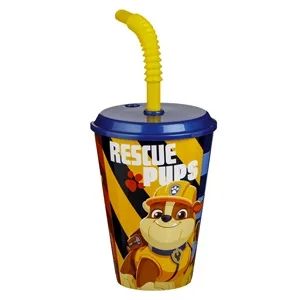Pahar din Plastic Albastru cu Pai și Capac Paw Patrol 430ml – poza 4