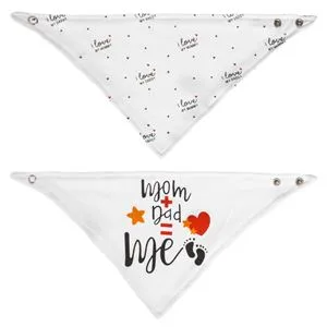 Set 2 bavete tip esarfa din bumbac, albe, pentru nou-nascuti