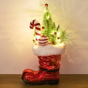 Cizma Decorativă de Crăciun cu LED și Detalii Festive