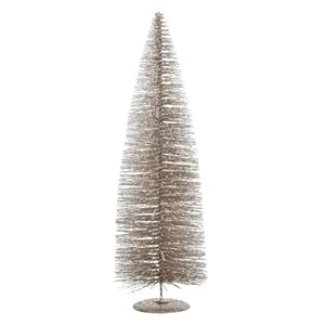 Brad Decorativ de Crăciun Metalic Bej Auriu Glitter Ø19x61cm