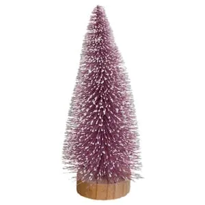 Brad Decorativ de Craciun Roz Nins cu Glitter 19cm