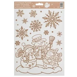 Autocolante Decorative Craciun Oameni de Zapada cu Glitter