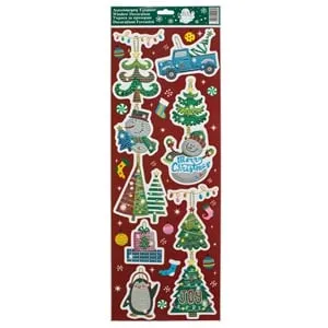 Autocolante Decorative Craciun Figurine Brazi și Mașină cu Dots 20x60cm