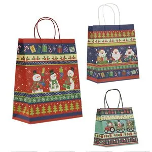 Pungi cadou de Craciun, Set 3 buc, 3 marimi, Multicolor