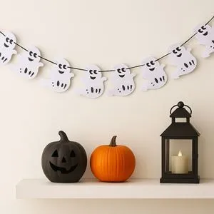 Ghirlanda Decorativa Halloween cu 8 Fantome din Fetru