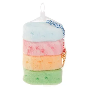 Set 4 Bureți de Baie Colorati cu Snur pentru Suspendare – poza 3