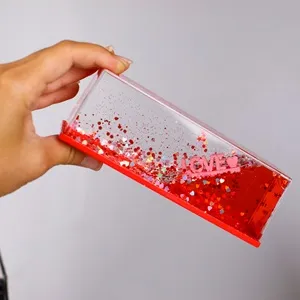 Jucarie cu Lichid cu Miscare Lenta Rosu Roz "Love" Inima cu Glitter & Confetti 15x5x5cm – poza 3