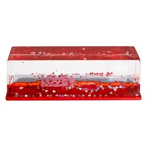 Jucarie cu Lichid cu Miscare Lenta Rosu Roz "Love" Inima cu Glitter & Confetti 15x5x5cm – poza 4