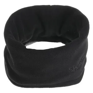 Fular circular negru din fleece cu blană artificială gri și imprimeu sport