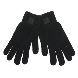 Manusi tricotate cu captuseala fleece si patch din cauciuc, negre