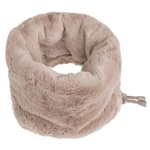 Fular Circular Fleece Bej Inchis cu Siret pentru Iarnă