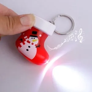 Breloc de Craciun Cizma Luminosă cu Melodie și Sunet