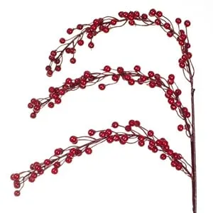 Ramură decorativă de Crăciun cu pomusoare rosii