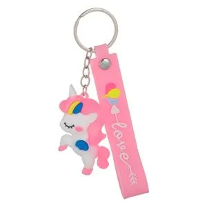 Breloc Silicon Unicorn Roz cu Inscriptie Love pentru Copii