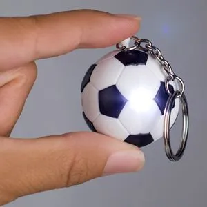 Breloc Minge de Fotbal cu Sunet și Lumină, 4 cm, Alb/Negru