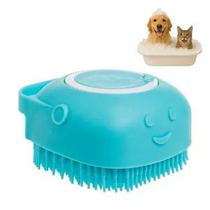 Perie de baie cu recipient pentru sampon, turcoaz, pentru animale de companie