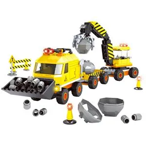 Cuburi de Construcție Vehicule de Construcții cu Bilă de Demolare, 283 Piese, Galben