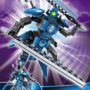 Robot de Construit din Cuburi, Albastru, 171 Piese, Set pentru Copii 6+