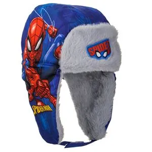 Caciula Trapper Hat Spiderman Albastră cu Blană Artificială pentru Copii