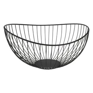 Fructieră metalică neagră cu model ondulat și sârme verticale 29,5x29x13cm