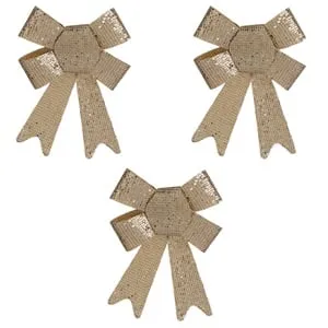 Set Fundite Decorative de Craciun Bej Sampanii cu Glitter