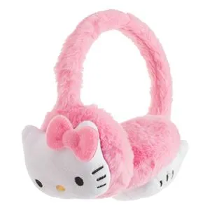 Aparatoare pentru urechi din blana artificiala roz, cu model 3D Hello Kitty, pentru fete