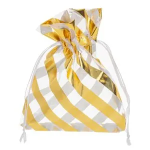 Saculet Organza cu Dungi Aurii, 10x13 cm