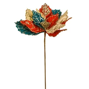 Floră Decorativă de Crăciun Catifelată cu Glitter Sampaniu 67cm