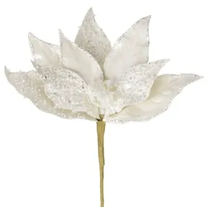 Floare decorativă de Crăciun albă cu margine