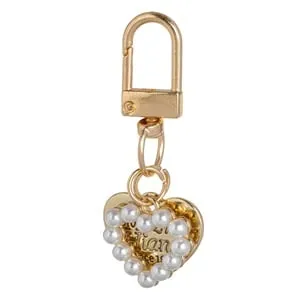 Charm auriu cu inimioare și mărgele albe pentru breloc – poza 2