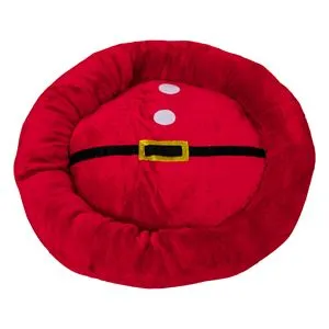 Pat rotund pentru câini, roșu, Ø60 cm, design Moș Crăciun
