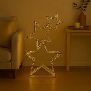 Stea Decorativa de Craciun Metalica cu LED-uri și Timer