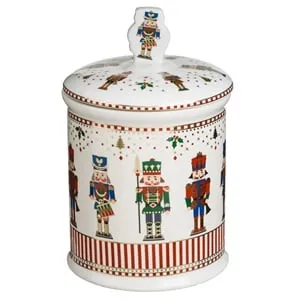 Recipient Ceramic pentru Biscuiti cu Model Soldati de Craciun
