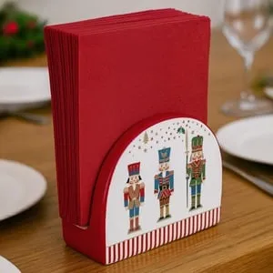 Suport Ceramic Decorativ cu Soldați de Crăciun pentru Servetele de Masă